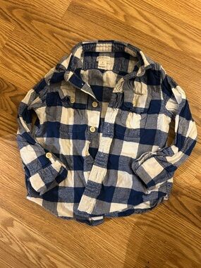 Crewcuts Navy and White Check Button-Down Shirt